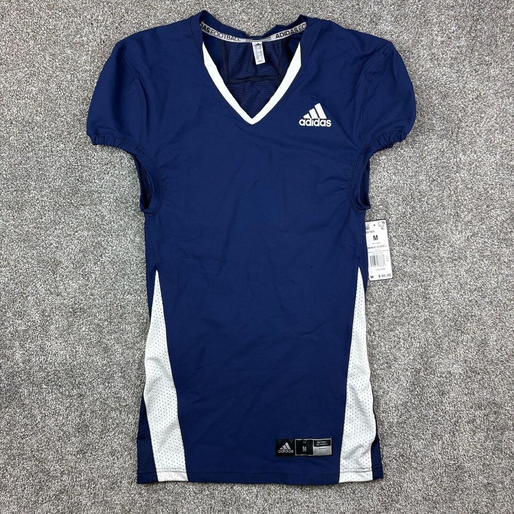 NEW Adidas Football Jersey Mens Medium V Blue Neck Athletic Woven WVN A1 Stock J